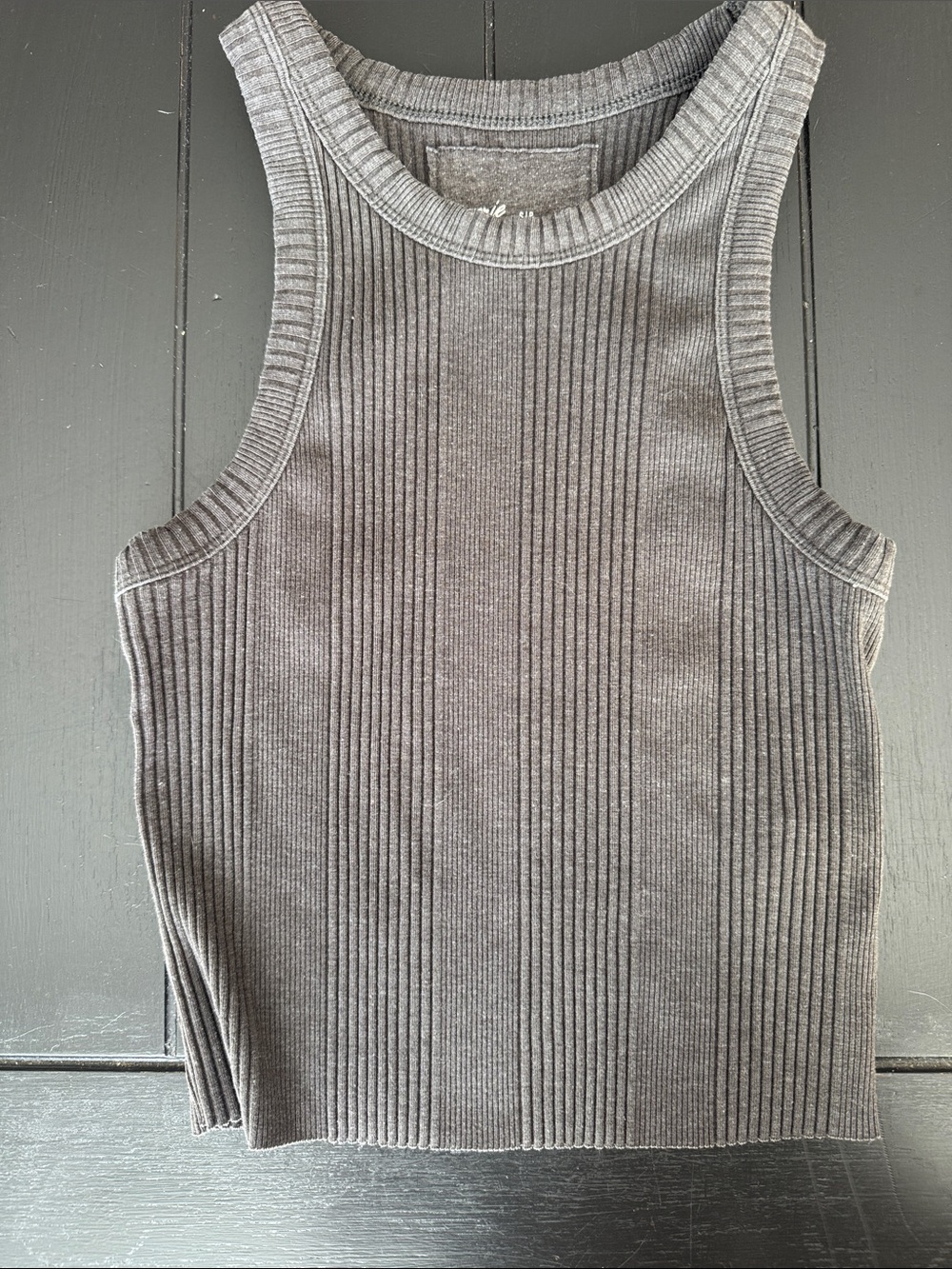 aerie Ribbed Sleeveless Tank - Charcoal